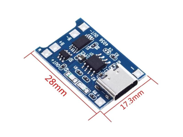 Li-Ion opladermodul 1A med beskyttelse, IC TP4056 (USB C) - TIPA