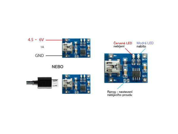 1A Li-Ion Opladermodul med TP4056 IC, TIPA - Konstant Strøm, 3.6V-4.2V