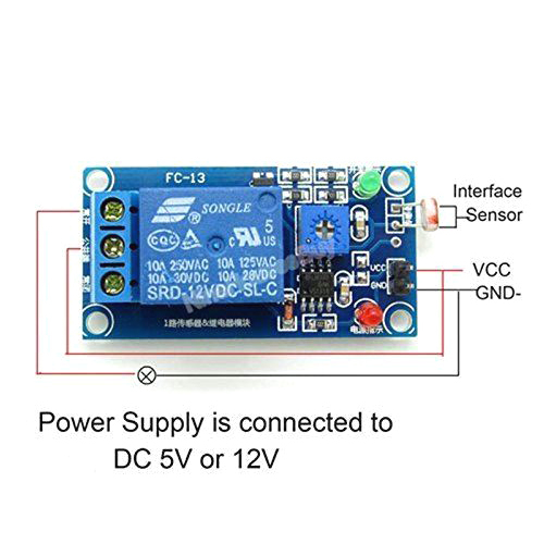 Lysfølsom sensor med relæ TIPA, modul med LM393, 5V DC