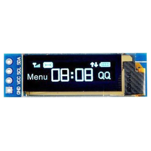 OLED display 0.91" 128x32 blå tegn I2C bus TIPA 4-pin hvid
