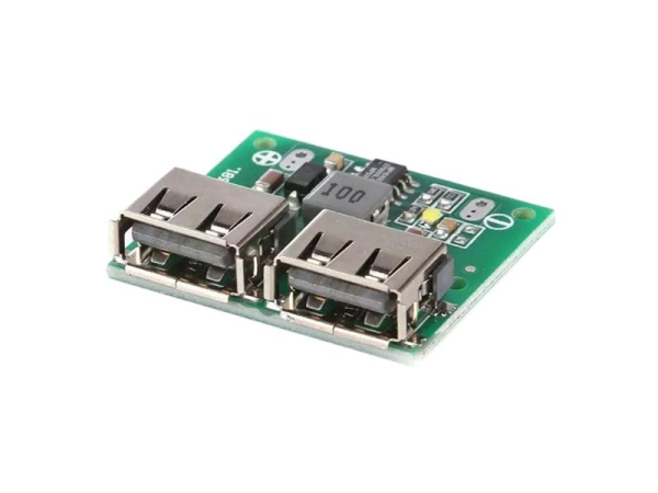 Spændingsomformer TIPA, trin-ned 6-24V til 5V/3A, 2x USB, 97% effektivitet