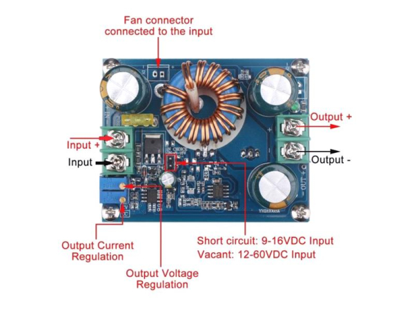 Step-up konverter TIPA 600W DC-DC 10-60V / 12-80V CV/CC, justerbar spænding og strømbegrænsning