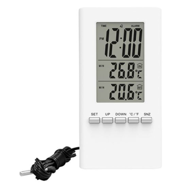 Digitalt termometer TE09 SOLIGHT - hvid, indendørs og udendørs temperaturmåling, med min./maks. hukommelse, dato og tid, 1,5m kabel