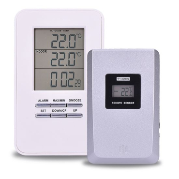 Trådløst termometer SOLIGHT TE44 med sensor, hvid, indendørs og udendørs temperaturmåling