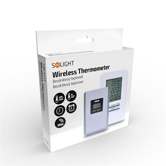 Trådløst termometer SOLIGHT TE44 med sensor, hvid, indendørs og udendørs temperaturmåling