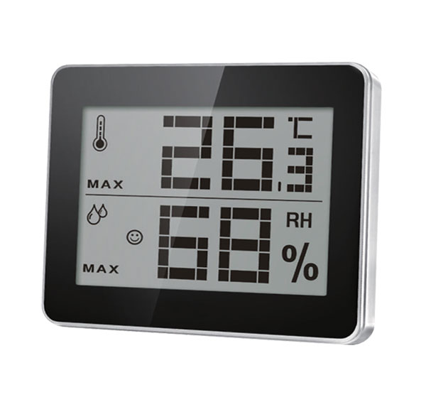 WS 9450 Thermometer og Hygrometer TECHNO LINE - Indendørs Temperatur og Luftfugtighed, Smiley Komfortindikator, Min/Max Hukommelse, Kan Hænges på Væg eller Stå på Bord, Mål 100 x 10 x 81 mm, Inkluderer CR2025 Batteri