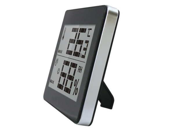 WS 9450 Thermometer og Hygrometer TECHNO LINE - Indendørs Temperatur og Luftfugtighed, Smiley Komfortindikator, Min/Max Hukommelse, Kan Hænges på Væg eller Stå på Bord, Mål 100 x 10 x 81 mm, Inkluderer CR2025 Batteri