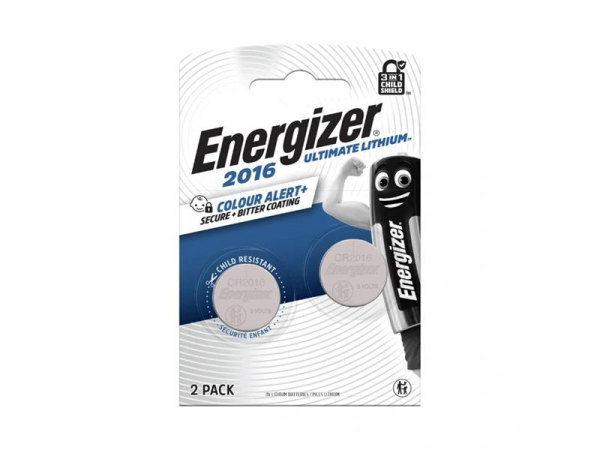 Lithium knapcellebatteri CR2016 Energizer Ultimate -30°C 2stk/blister 3V