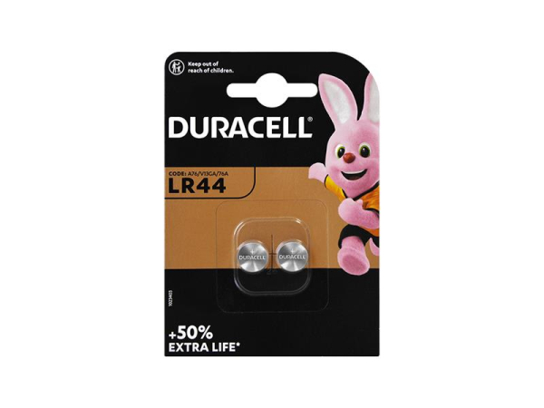 LR44 (A76) alkaline knapcellebatteri DURACELL 2 stk blister 1.5V 11.6 x 5.4 mm
