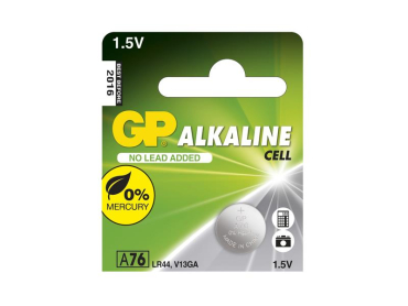 GP alkaline batteri LR44 (A76) 1.5 V / 110 mAh, 5 stk.