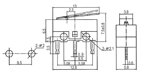 Mikroswitch med arm, 12V (TIPA)