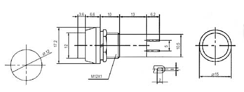 Trykknapafbryder OFF-(ON) 250V/1A afrundet sort TIPA