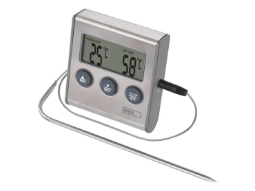 Nåletermometer EMOS E2157 med digital minutur og temperaturalarm, måler fra -20 °C til +250 °C, 1,25 m probe