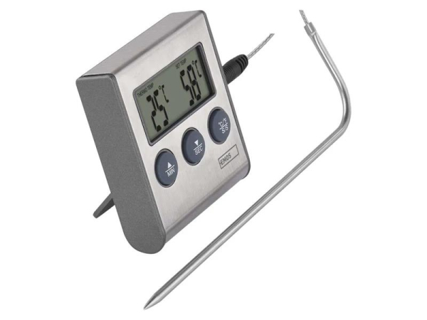 Nåletermometer EMOS E2157 med digital minutur og temperaturalarm, måler fra -20 °C til +250 °C, 1,25 m probe
