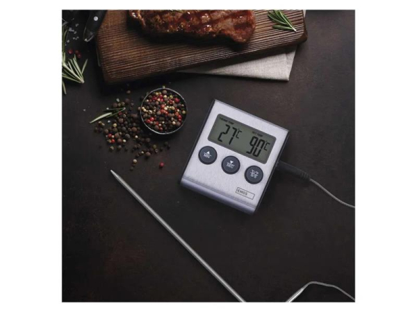 Nåletermometer EMOS E2157 med digital minutur og temperaturalarm, måler fra -20 °C til +250 °C, 1,25 m probe