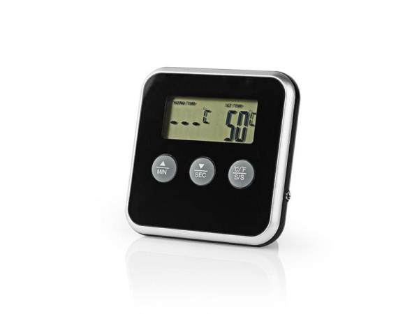 Kødnåletermometer KATH105BK NEDIS med indbygget timer og temperaturområde op til 250 °C
