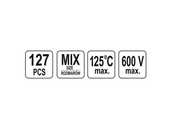 Krympeflex sæt 127 stk med modstand op til 600V og 125°C YATO
