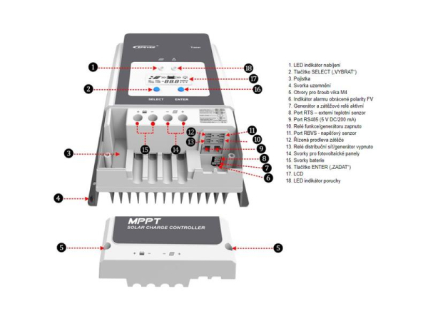 MPPT solcellekontroller 6415AN EPEVER 150VDC/60A - 12/24/48V