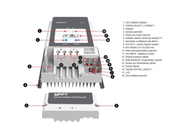 MPPT solcellekontroller 6420AN 200VDC/60A EPEVER - 12/24/48V