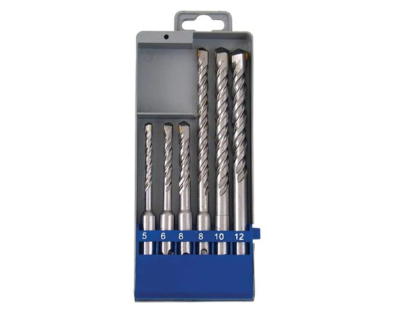 SDS+ betonsæt med borekroner EXTOL CRAFT 23901 6stk Ø 5-6-8 x 110mm, Ø 8-10-12 x 160mm, SK, dobbelt spiral