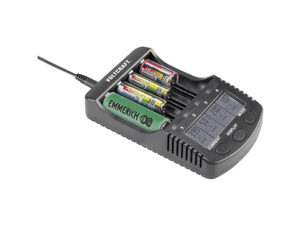Batterioplader VOLTCRAFT CC-2 til NiCd, NiMH og Li-Ion, med mikroprocessorstyring og LCD-display