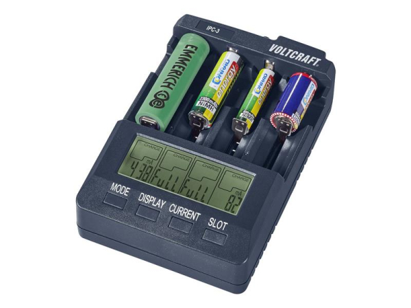 Batterioplader IPC-3 til NiCd, NiMH og Li-Ion, 20000 mAh, 4 slots - VOLTCRAFT