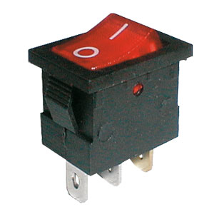 Rockerkontakt ON-OFF 2-polet, transparent rød 250V/6A (TIPA)