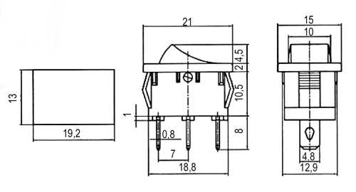 Rockerkontakt TIPA 2-pol/3-pin ON-ON 250V/6A sort
