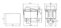Rocker switch ON-OFF 2pol./4pin 250V/15A sort TIPA
