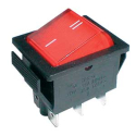Rockerkontakt TIPA 2-pol/6-pin ON-ON 250V/15A - transparent rød