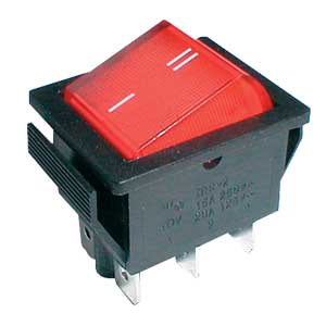 Rockerkontakt TIPA 2-pol/6-pin ON-ON 250V/15A - transparent rød