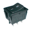 Rocker switch 2-pol/6-pin ON-ON 250V/15A sort TIPA