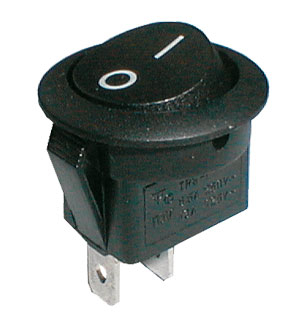 Rocker switch afrundet ON-OFF 2pol./2pin 250V/6A sort - TIPA