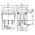 HADEX vippekontakt 3pol./6pin (ON)-OFF-(ON) 250V/15A sort