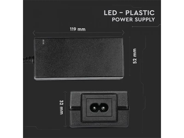 12V 3500mA strømforsyning til LED V-TAC VT-23043, plast, 42W, kortslutningsbeskyttelse