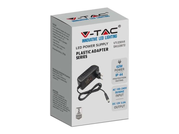 Strømforsyning 12V 3500mA 42W med kortslutningsbeskyttelse V-TAC VT-23044