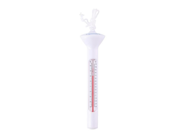 Termometer til swimmingpool EDCO analogt med flyder, snor, hvid, viser °C og °F, måleområde 0-50°C, ø 5 x 19 cm
