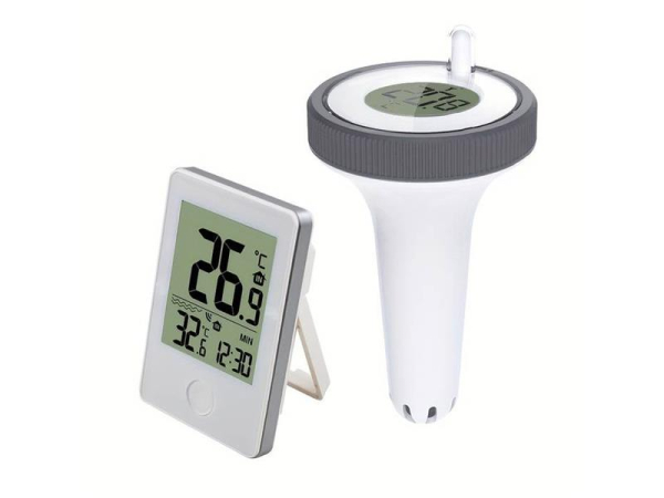 Trådløs pooltermometer UNI med indendørs temperatur og fugtighed, alarm og dato