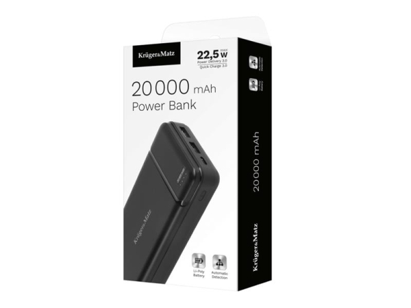 PowerBank 20000mAh KRUGERMATZ KM0906.1 med hurtigopladning