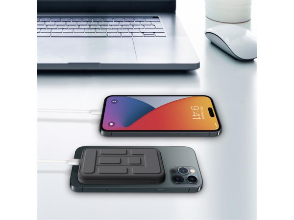 PowerBank YENKEE YPB 501 MagSafe Silic Black 5000mAh med trådløs opladning