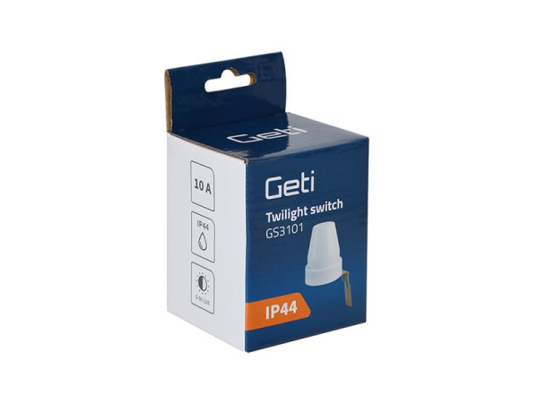 Skumringssensor GETI GS3101 med justerbar lysniveau og relæ, 220-240 VAC