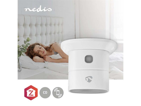 Smart CO-detektor NEDIS ZBDCO11WT Zigbee Tuya, vægmonteret, 85 dB alarm