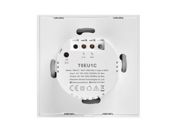 Smart WiFi lyskontakt SONOFF T0EU1C-TX, touchbetjening, hvid