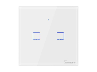 Smart WiFi lyskontakt SONOFF T0EU2C-TX, touch, 2 kanaler, 90~250V AC