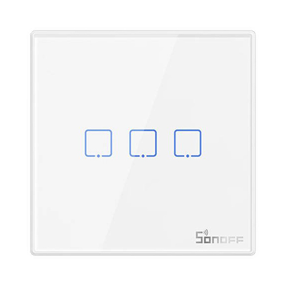 Smart lyskontakt SONOFF T2EU3C-RF med 3 kanaler og fjernbetjening