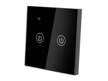 Smart lyskontakt LTC LXM173 WiFi Tuya, dobbelt glaspanel, sort, berøringsskærm, AC220-240V