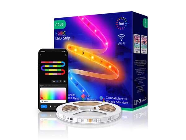 Smart LED strip RGB 18W 12V 40LED/m IP44 5m WiFi Tuya NOUS F4