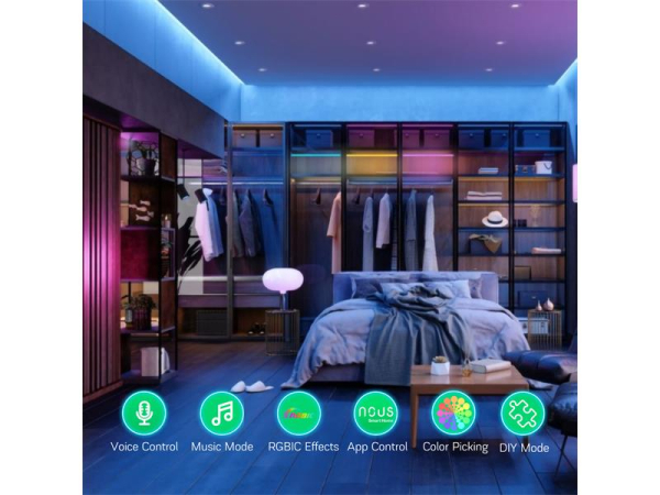 Smart LED strip 12V 40LED/m 24W RGB IP44 10m WiFi Tuya NOUS F5