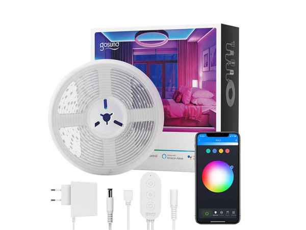 Smart LED strip 5m 12V WiFi Tuya GOSUND SL2 kompatibel med Amazon Alexa og Google Home
