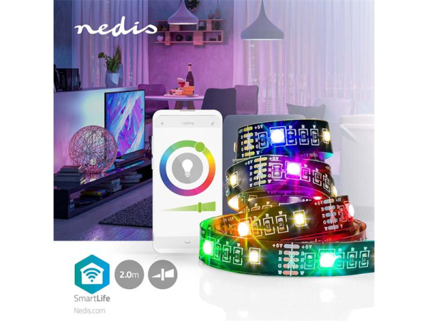 Smart LED strip 5V 60LED/m IP20 4W RGB 2m Bluetooth Tuya til TV NEDIS BTLS20RGBW